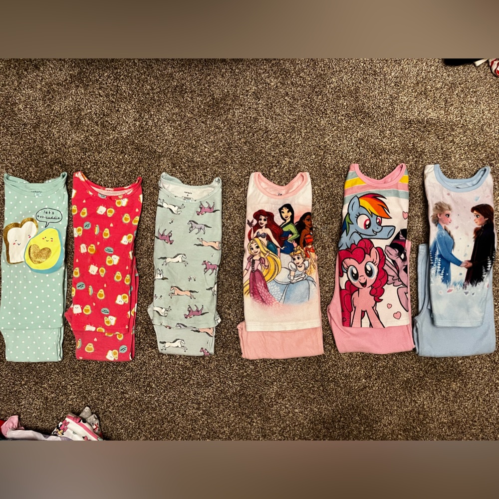 Girls Pajama Set Long Sleeve Long Pants Size 5/6 - Lot of 6 matching sets